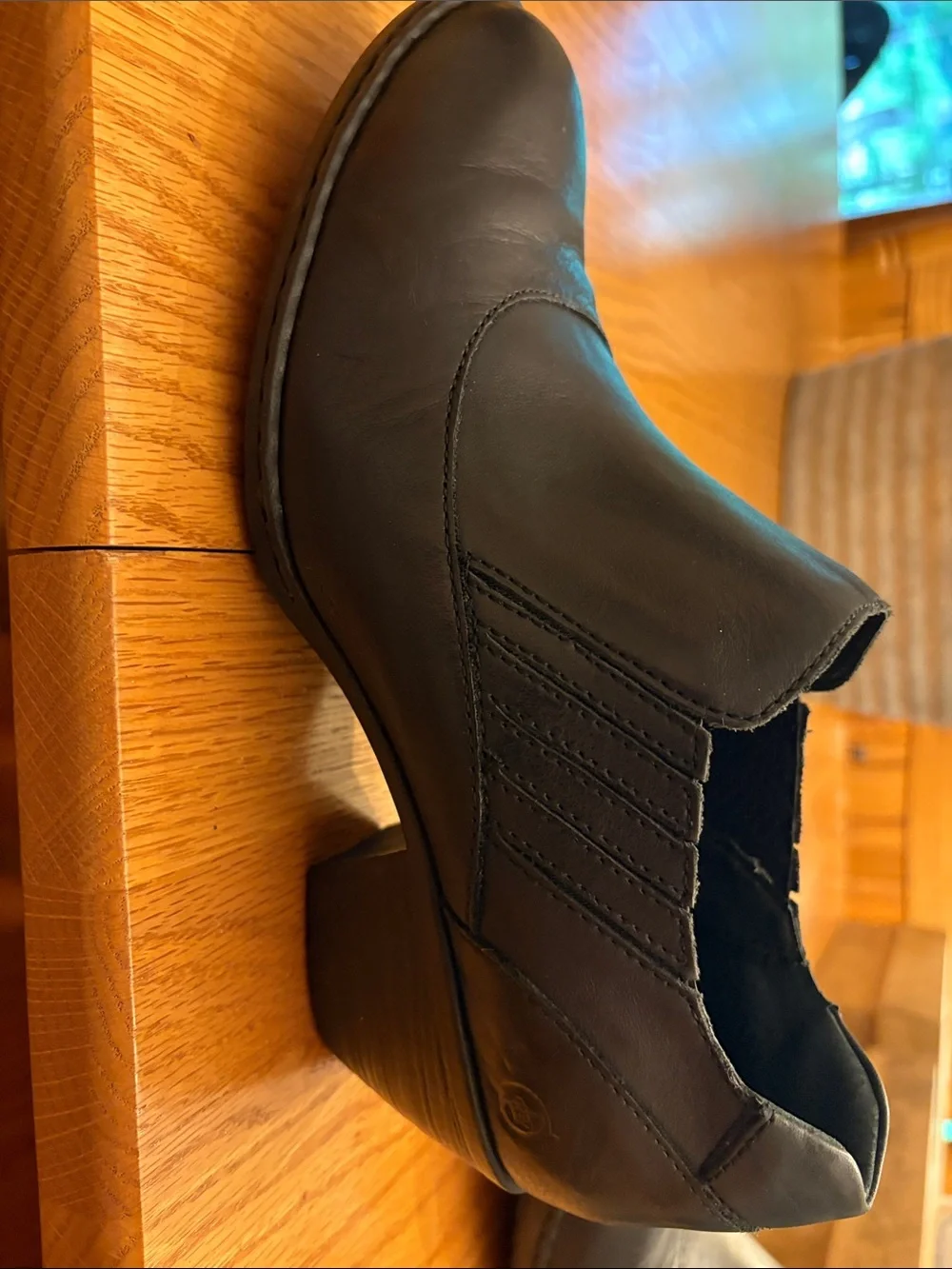 Born Black Leather Slip-On Western Booties